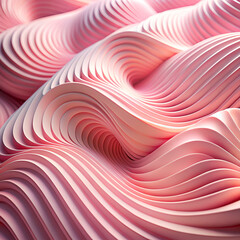Abstract pink waves in desert: minimalism 3D background