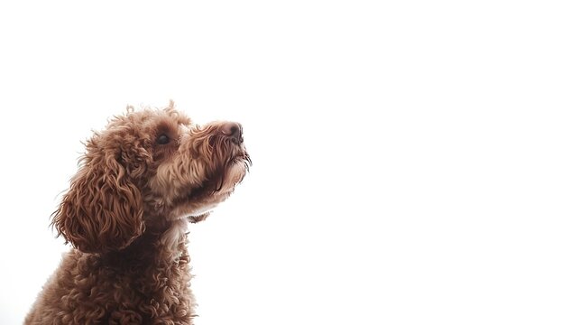 brown cockapoo dog in front of a white background : Generative AI