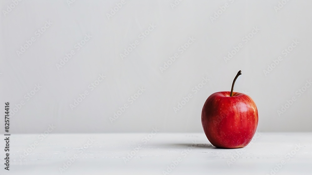 Poster one red apple on a white background : generative ai