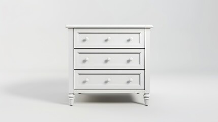 White wooden chest of drawers isolated with clipping path : Generative AI