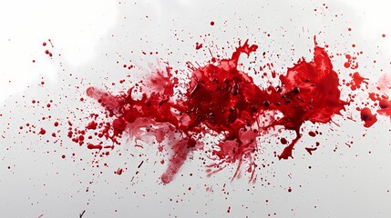 Ruby paint splatters arranged in a captivating composition on a blank white background, symbolizing the boundless potential of imagination