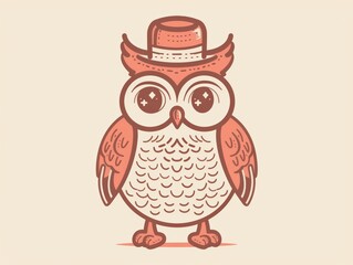 Fototapeta premium A cute cartoon owl wearing a hat.