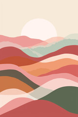 Create a Serene Abstract Pastel Landscape with Flowing Lines and Soft Colors
