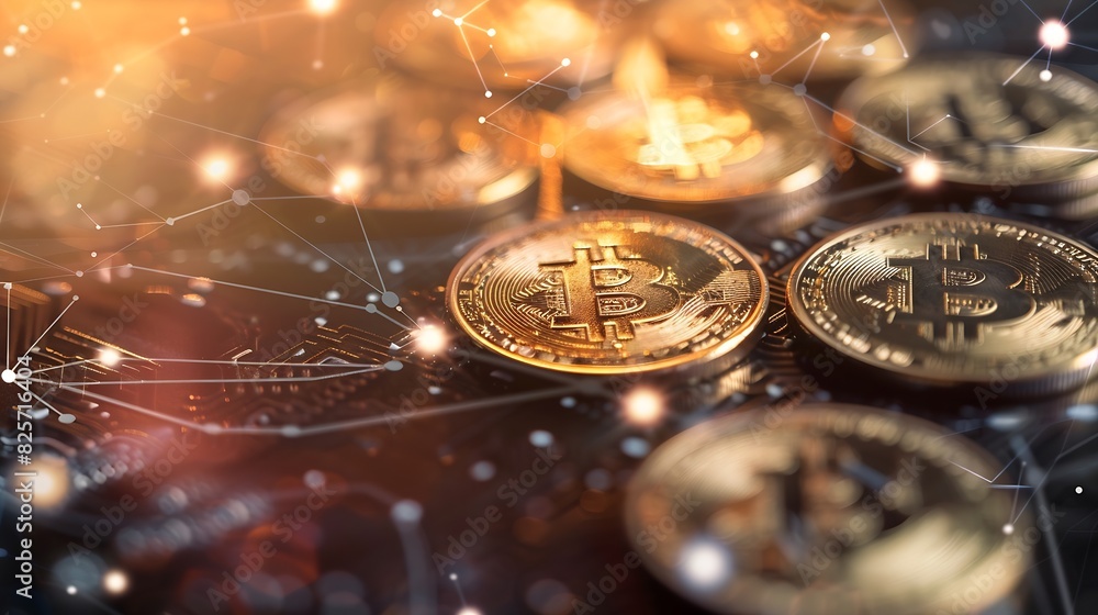 Aufkleber coins are laid out in graphbusiness success concept wealth stock investmentbusiness in the digital a