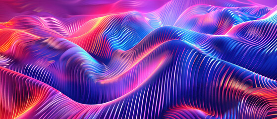 A digitally created image of a colorful light wave with a dynamic flow. Generate AI