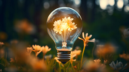 digital forest glowing light bulb graphic poster background