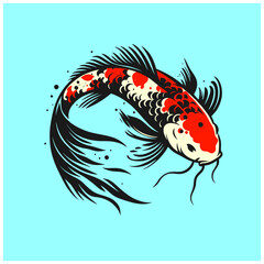 japa koi fish drawing illustration vector