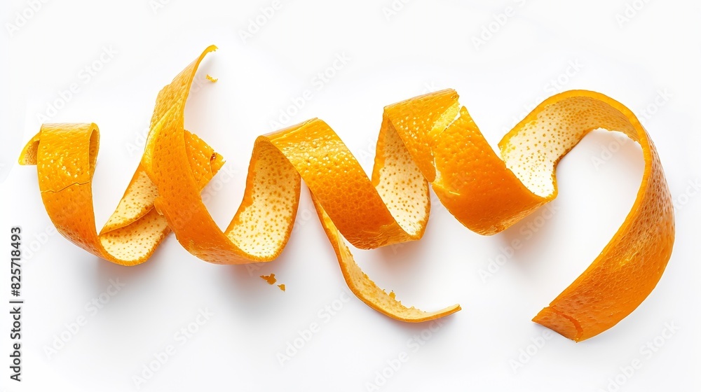 Poster spiral form of orange peel isolated on a white background top view : generative ai