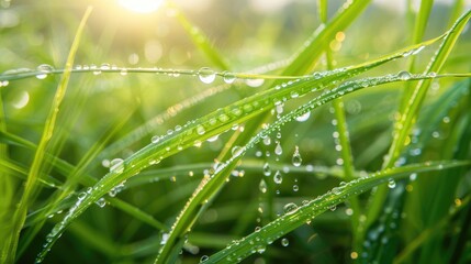 Naklejka premium Morning dew exposure on rice plants