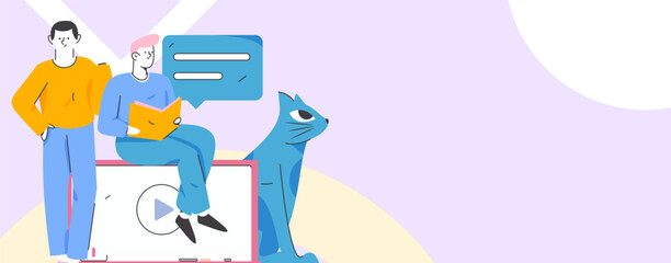 Education and learning people flat vector concept hand drawn illustration
