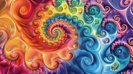 Spiraling patterns of vivid colors blending seamlessly to create an eye-catching and vibrant background