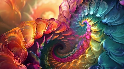 Spiraling patterns of vivid colors blending seamlessly to create an eye-catching and vibrant...