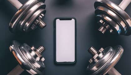 Smartphone with white screen on metal background