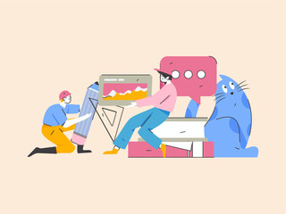 Education and learning people flat vector concept hand drawn illustration
