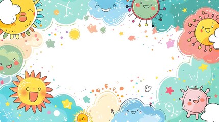 Whimsical Doodle Border for Children s Day with Blank Mockup Space