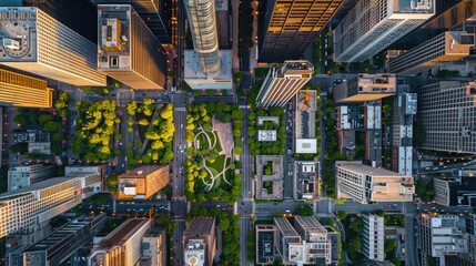 Aerial View of Chicago Downtown: Skyscrapers, Business and Urban Landscape