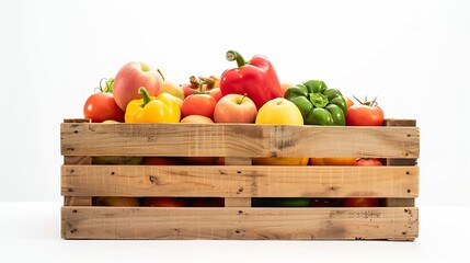 Small wooden box crate used for fruit or vegetables on a farm or shop Slatted pine crate isolated on a white background : Generative AI