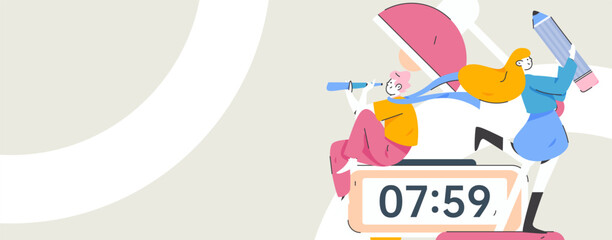 Education and learning people flat vector concept hand drawn illustration
