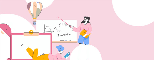 Education and learning people flat vector concept hand drawn illustration
