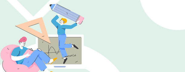 Education and learning people flat vector concept hand drawn illustration
