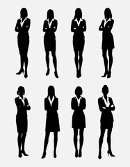 Silhouette realistic people at work business office
