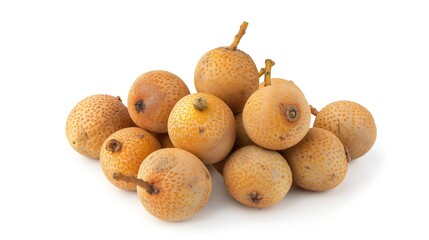 Fresh natural Longan fruits isolated on white background Clipping path : Generative AI