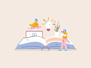 Education and learning people flat vector concept hand drawn illustration
