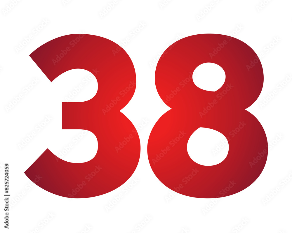 Poster red gradient color number 38 illustration on transparent background