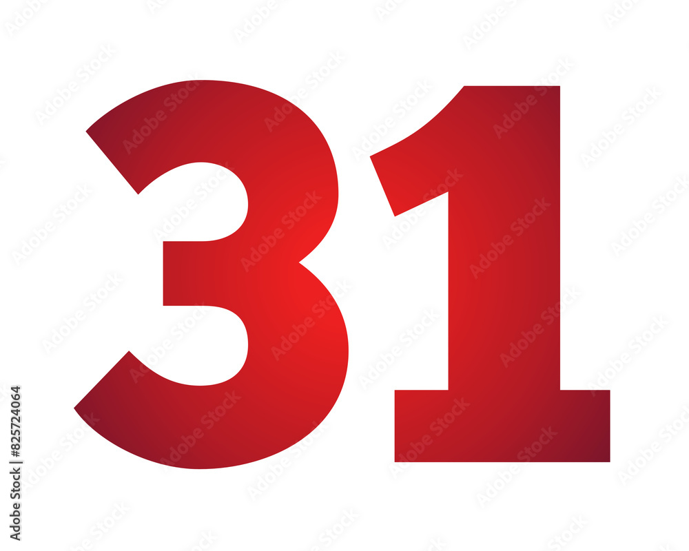 Poster red gradient color number 31 illustration on transparent background