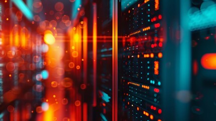 Obraz premium A closeup of a highperformance server rack