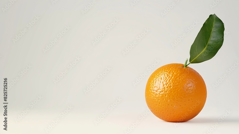 Aufkleber orange fruit with leaf isolated on white background full depth of field : generative ai