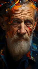 Abstract mosaic portrait of old man