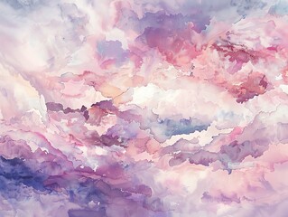 Ethereal watercolor clouds with hints of pink and purple, dreamy sky backdrop