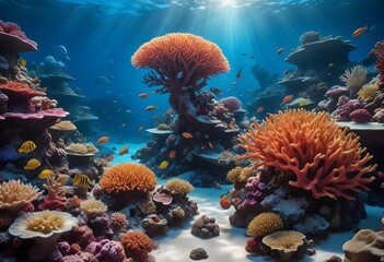 35Mm film photography underwater scene of a thrivi