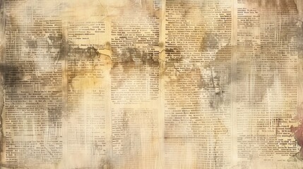 Vintage watercolor newsprint paper texture, faded and worn