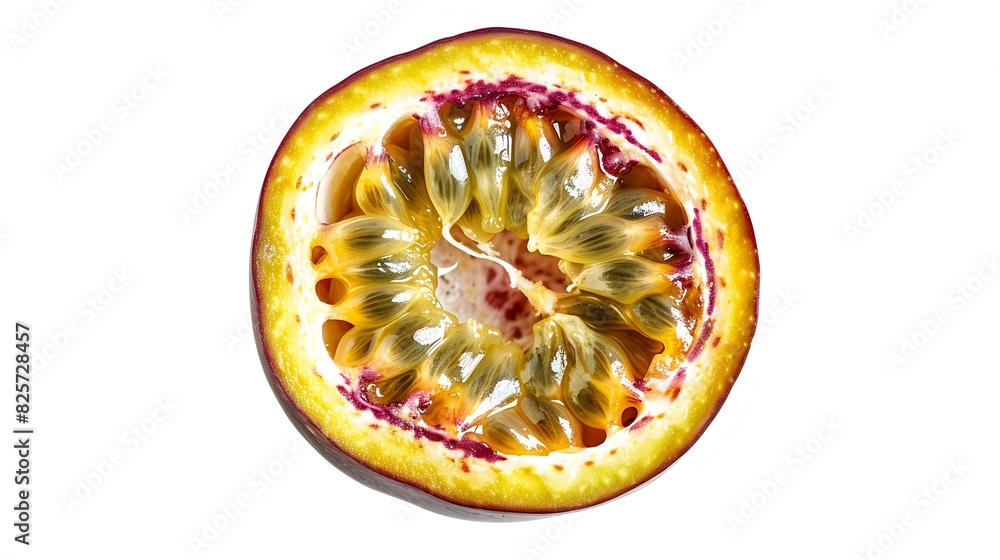 Aufkleber passion fruit slice isolated on white background top view : generative ai