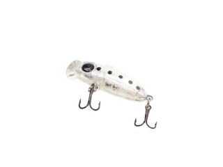 Picture of colorful fish shaped plug baits with 3 way hooks. Fishing equipment isolated on white...