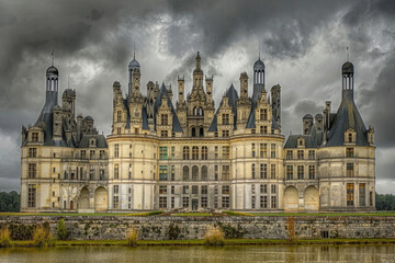 Chateau de Chambord in France with its distinctive French Renaissance architecture