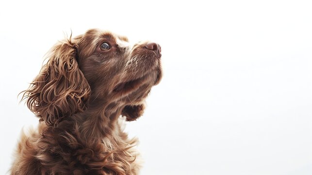 brown cockapoo dog in front of a white background : Generative AI