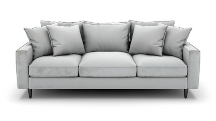 Fototapeta premium Grey sofa with 4 pillows modern style isolated on white background included Clipping path : Generative AI