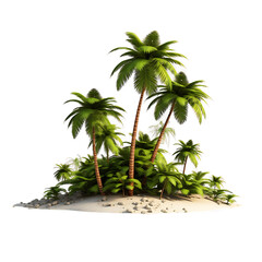 Obraz premium Tropical Bliss Picturesque Palm Island Silhouette Cutouts