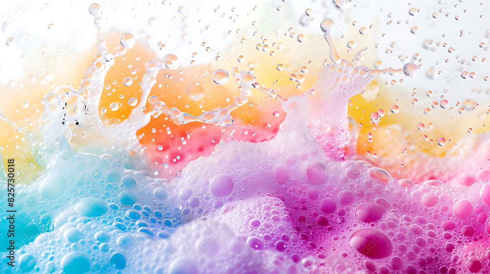 Poster colorful sudsy bubbles isolated on a white background, complete with a clipping path for easy use.