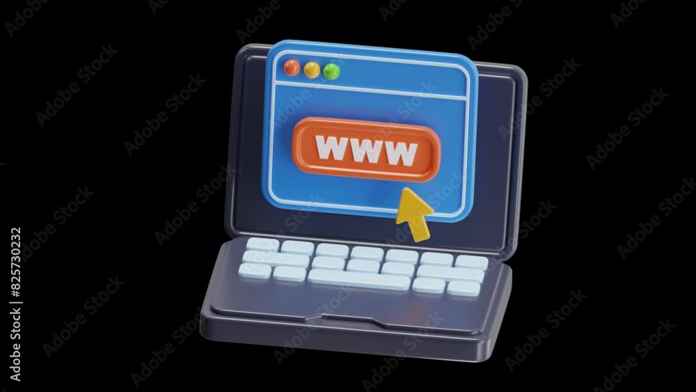 Poster 3d animation of interactive website features | alpha channel