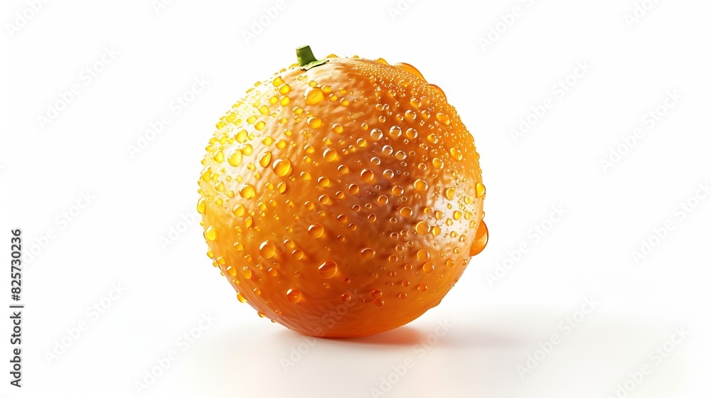Poster fresh orange fruit with water droplets isolate on white background clipping path : generative ai