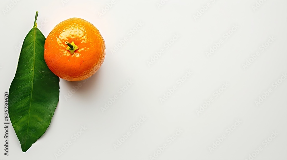 Poster tangerine or clementine with green leaf isolated on white background : generative ai