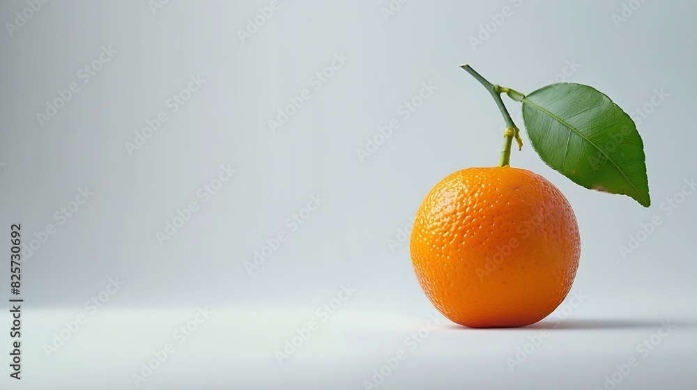 Aufkleber orange fruit with leaf isolated on white background full depth of field : generative ai