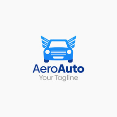 Illustration Vector Graphic Logo of Aero Auto. Merging Concepts of Wings and Car Shape. Good for business, startup, company logo