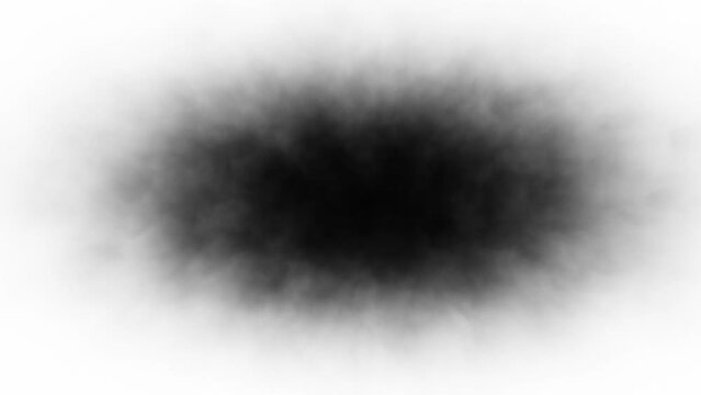 Abstract black cloud of smoke on white background loop animation.