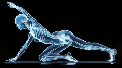 Obraz premium Full body x-ray of woman doing yoga poses