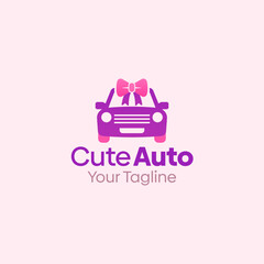 Illustration Vector Graphic Logo of Cute Auto. Merging Concepts of a Ribbon and Car Shape. Good for business, startup, company logo